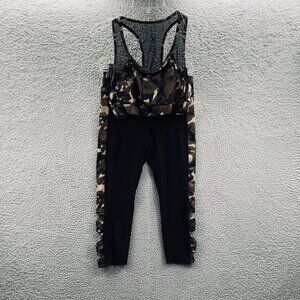 Inspire Hearts Womens Active Wear Set Medium Green Camo Leggings Sports Bra Yoga